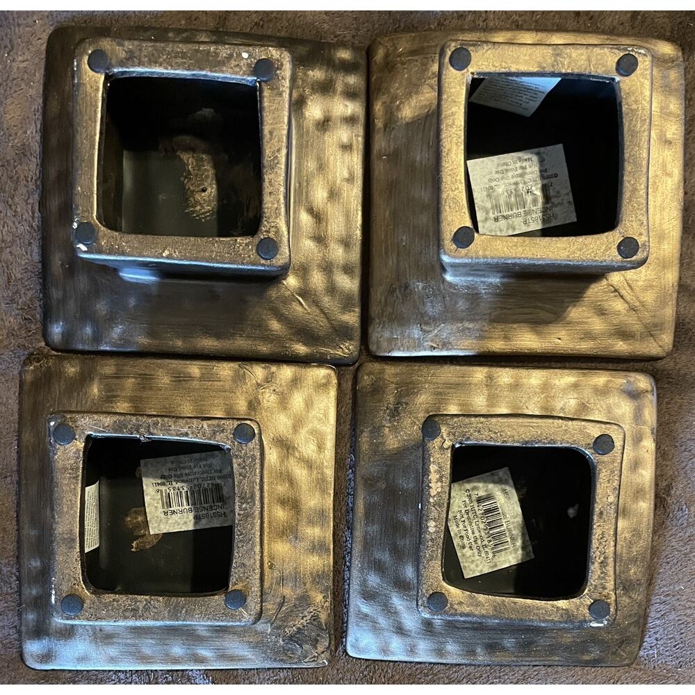 Hosley Set of 4, Square Ceramic Incense Cone or Pillar Candle Holders - Picture 6 of 8